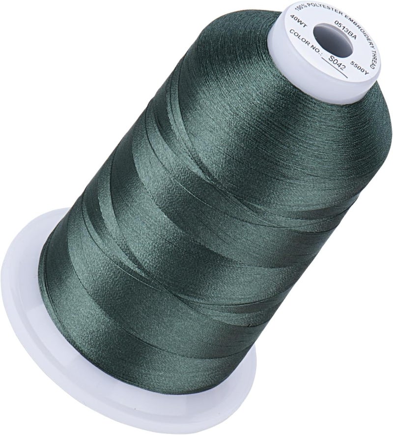 simthread 5500Yds Embroidery Thread, 5000M High-Yardage 40WT 100% Polyester Thread – 170+ Vivid Colors, High-Speed Rated – Compatible with Brother, Singer, Janome & More - Willow Green S042 - Image 1